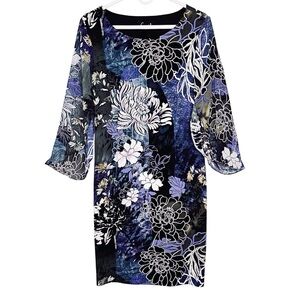 Connected Apparel Floral Flutter Sleeve Sheath Dress